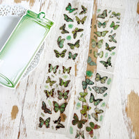 Die cut Foiled Stickers: Green Butterfly Illusion