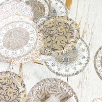 Round Paper Set: Letters Between Flowers