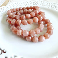 Gemstone Crystal Bracelet: Peach Moonstone 10mm