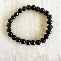 Gemstone Crystal Bracelet: Black Obsidian 8mm