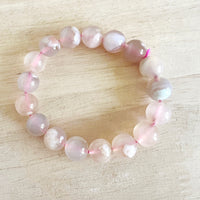 Gemstone Crystal Bracelet: Pink Flower Agate 11mm