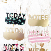 Page Word Toppers: Gold and Mini Flowers