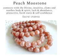 Gemstone Crystal Bracelet: Peach Moonstone 10mm