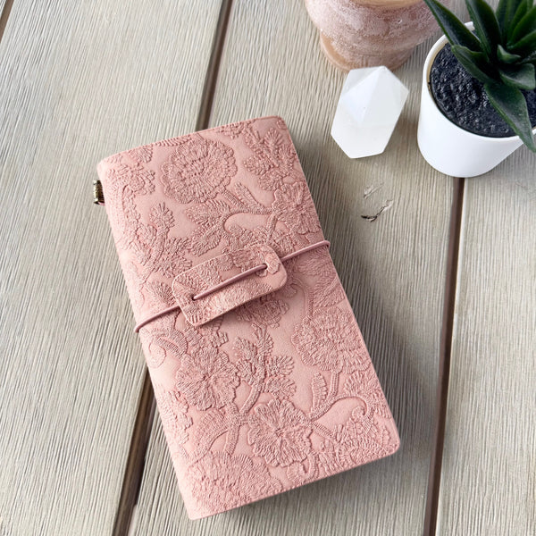 Embossed Pleather Travelers Notebook: Dark Blush