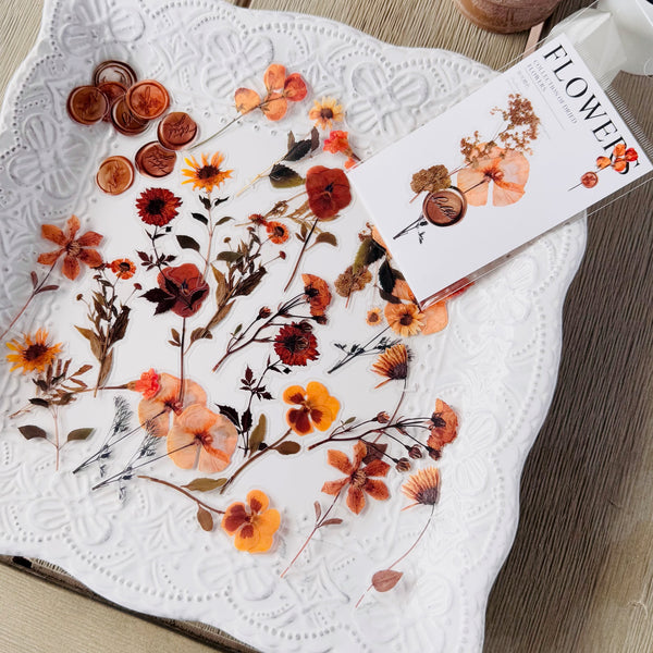 Deco sticker Diecuts: Rust Flowers & Seals