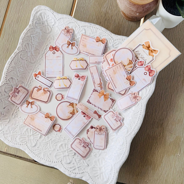 Deco Label Stickers: Neutral Bow Labels