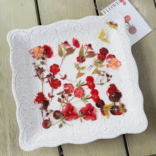 Clear Floral Sticker Collection: burgundy