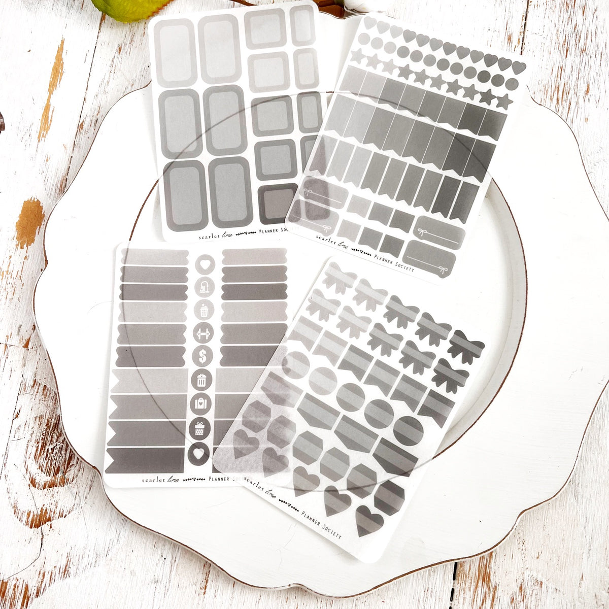 Translucent Sticker Set: Grays – The Planner Society