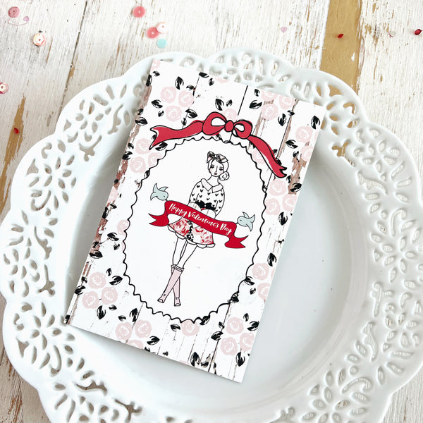 Notecards: Valentines Girl 6 pack