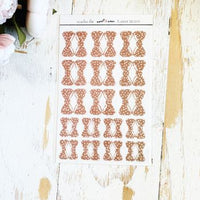 Bow Tabs Glittered: Camel with White Dot