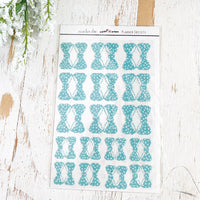 Bow Tabs Glittered: Blue Belle with White Polka Dots